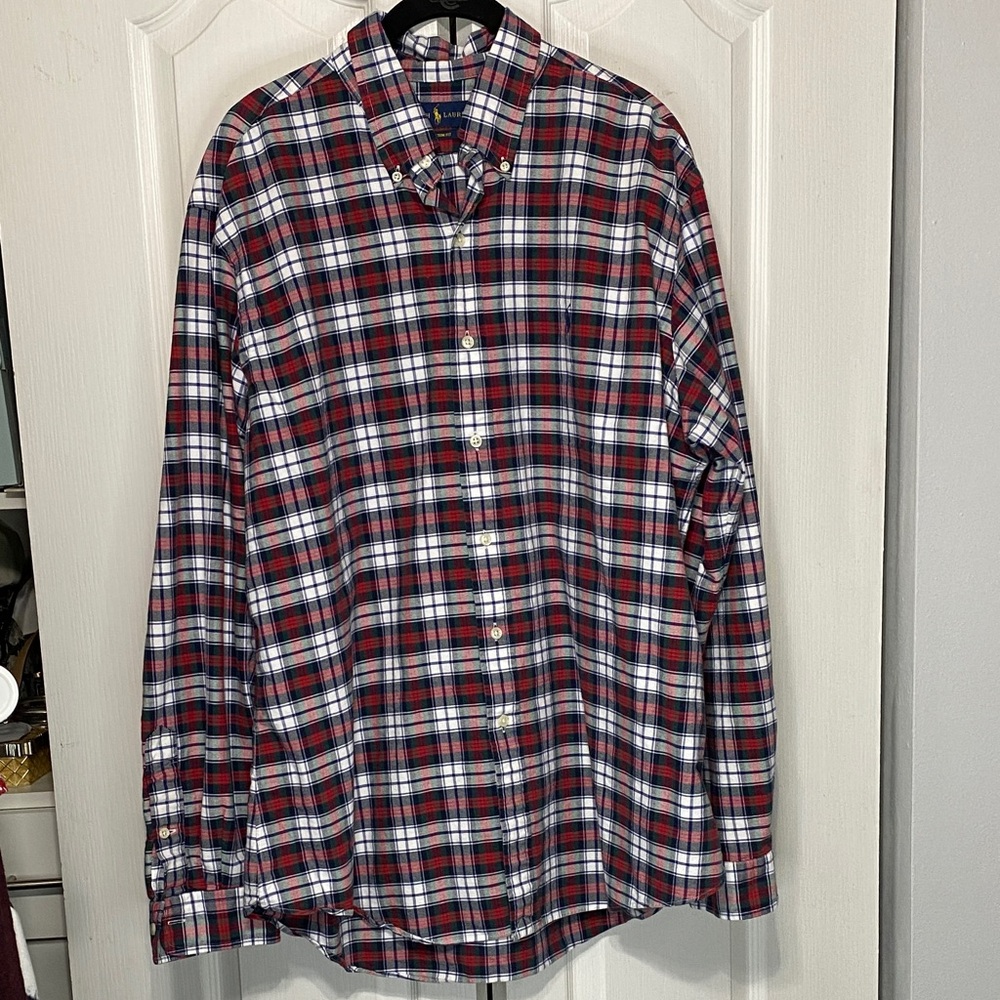 Ralph Lauren Red and Blue Plaid Button-Down Shirt XL